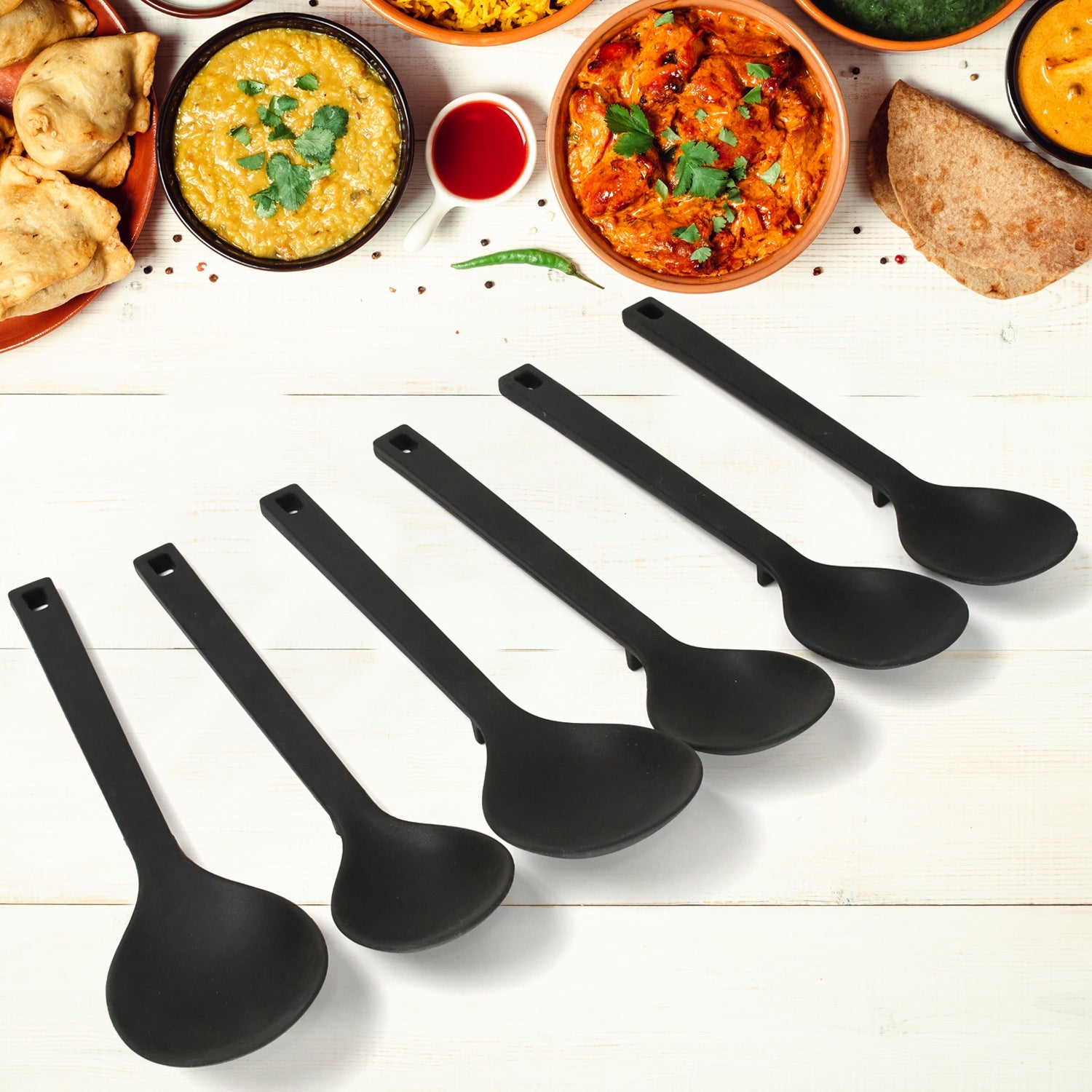 Multipurpose Silicone Spoon, Silicone Basting Spoon Non-Stick Kitchen Utensils Household Gadgets Heat-Resistant Non Stick Spoons Kitchen Cookware Items For Cooking and Baking (6 Pcs Set) Multipurpose Silicone Spoon, Silicone Basting Spoon Non-Stick Kitchen Utensils Household Gadgets Heat-Resistant Non Stick Spoons Kitchen Cookware Items For Cooking and Baking (6 Pcs Set)